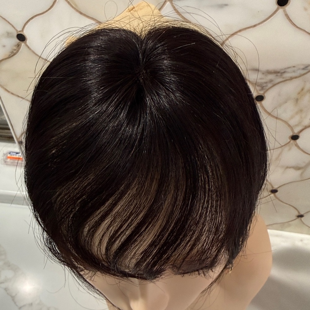 💯% HUMAN Hair, Curtain Bangs, Dark Brown/Almost Black - Picture 6 of 14